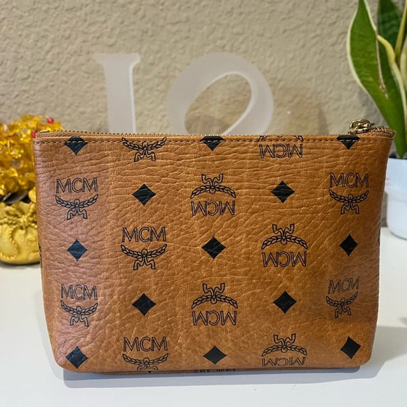 MCM Handbags - MCM COGNAC VISETOS POUCH